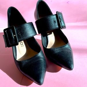 Genuine Leather Black Heels